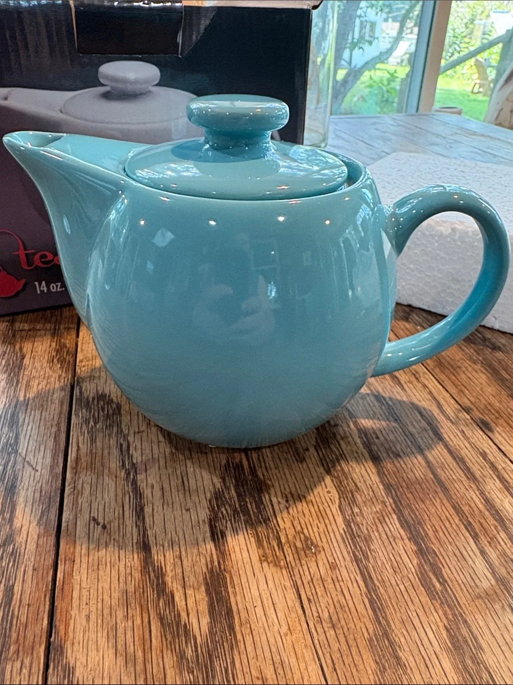 14 oz. Blue Ceramic Tea Pot with Infuser